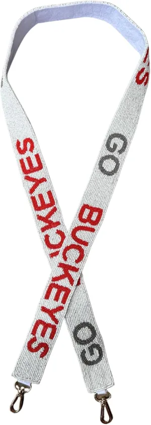 Lashicorn Ohio Beaded Purse Strap for College Football Fans | 1.5” x 49” Red, Gray, and White to Attach to Clear Stadium Purse State Football Team