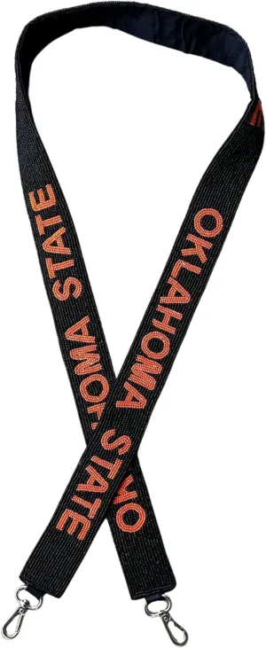 Lashicorn Oklahoma Beaded Purse Strap for Football 49” long Orange and Black to attach to Clear Stadium Purse State College Gold Clip