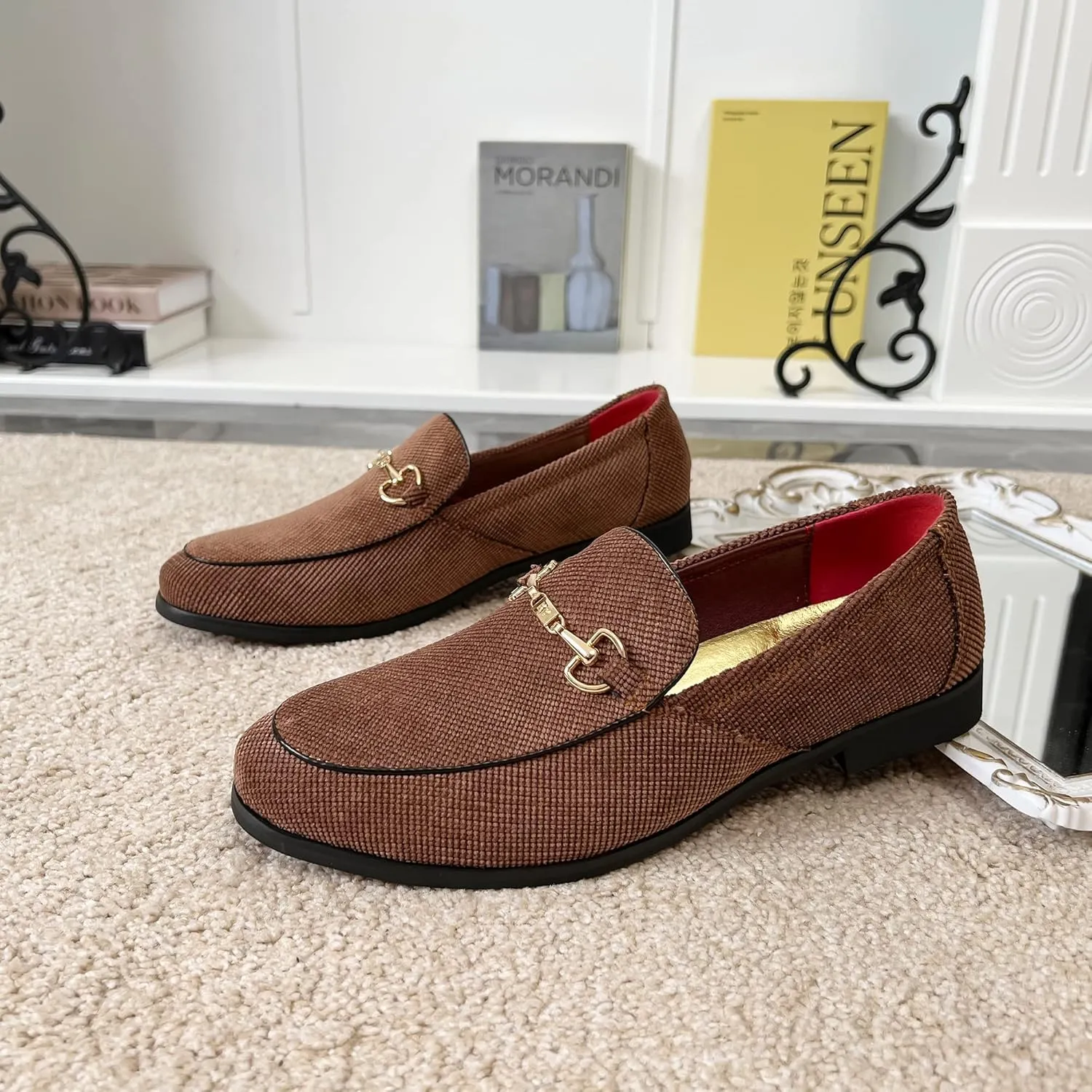 LCQL Men's Luxury Velvet Penny Loafer Shoes Noble Slip-on Casual Suede Loafers Smoking Slippers Plus Size 7-13