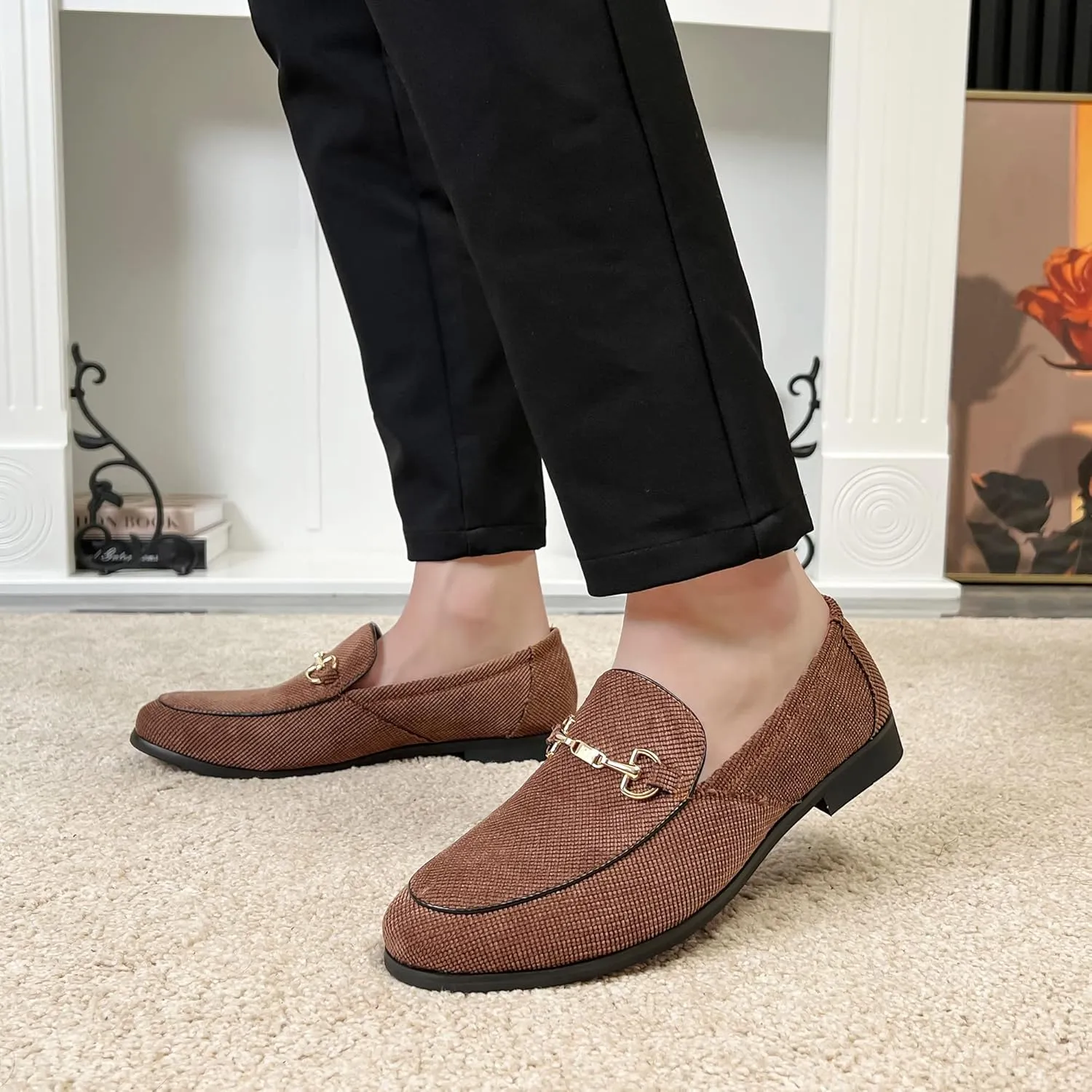 LCQL Men's Luxury Velvet Penny Loafer Shoes Noble Slip-on Casual Suede Loafers Smoking Slippers Plus Size 7-13