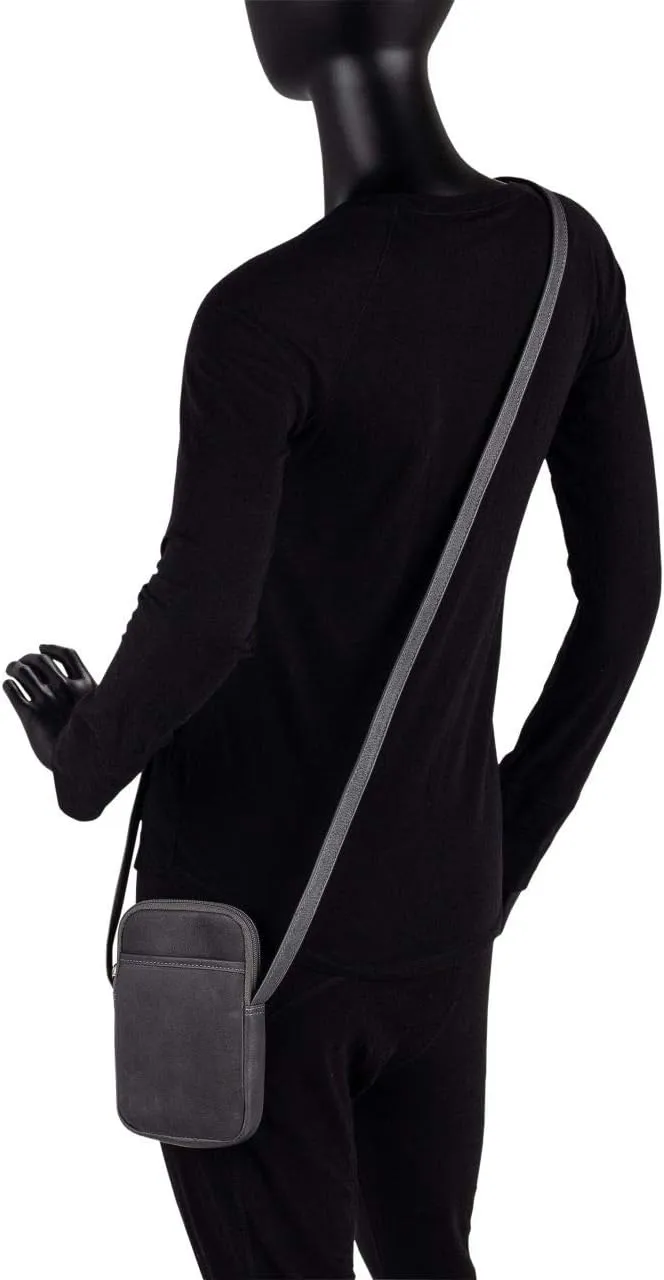 Le Donne Leather Cinder Colombian Leather Smartphone Crossbody, 5” x 7.5” x 1”