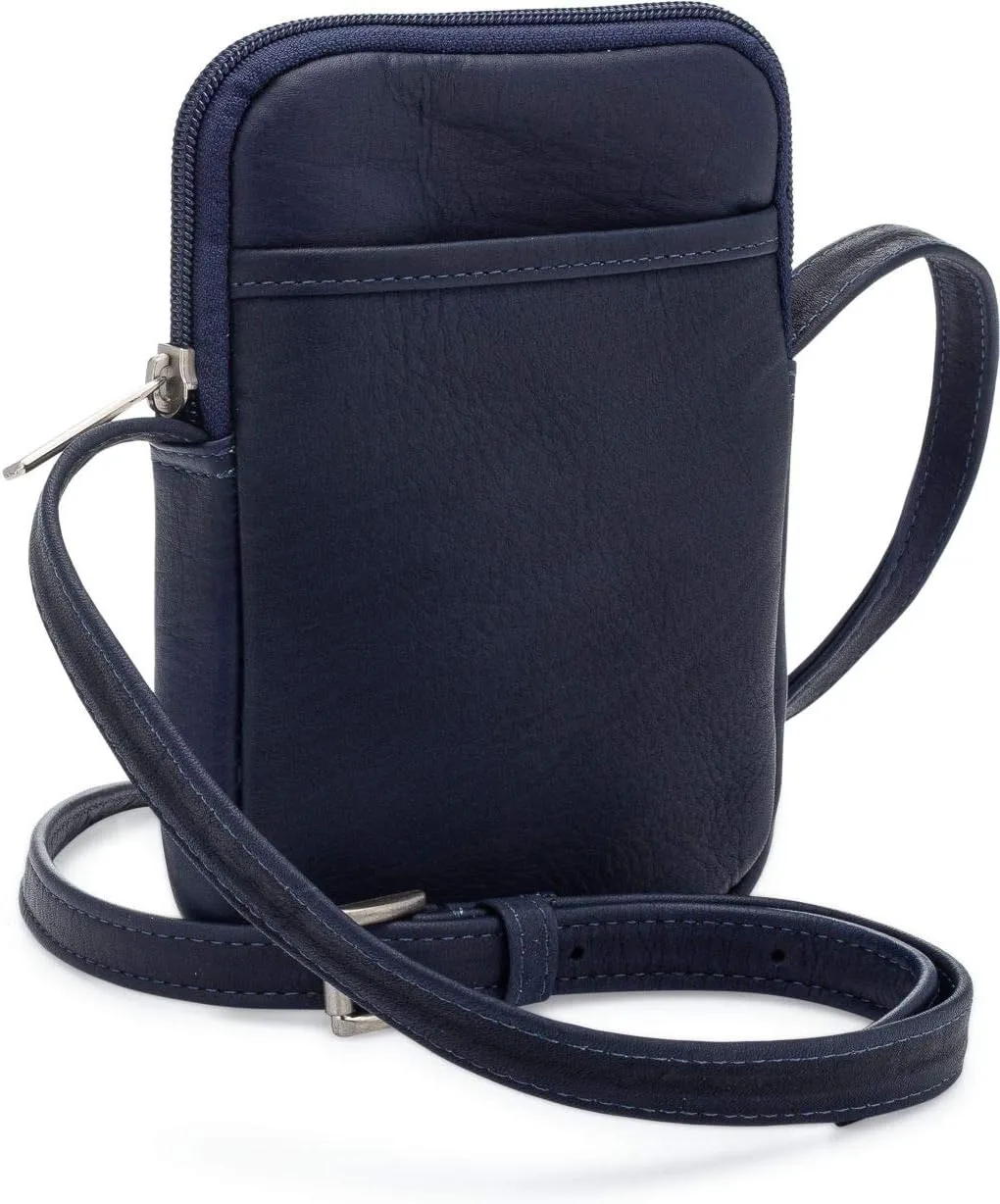 Le Donne Leather Cinder Colombian Leather Smartphone Crossbody, 5” x 7.5” x 1”