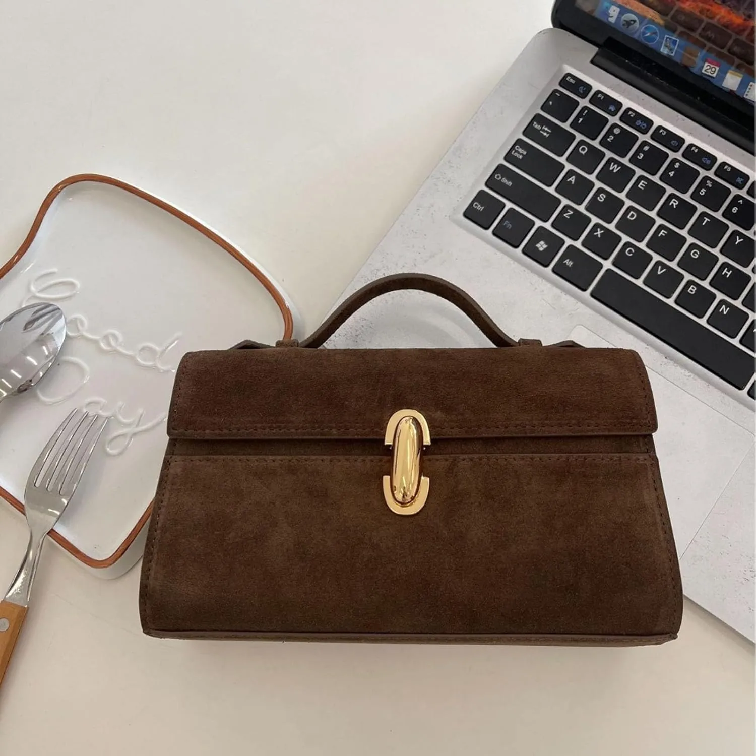 Leather Handbags for Women Suede Purse Small Tote Bags for Women Satchel Bag Handle Purses Slouchy Bag Clutch Purses