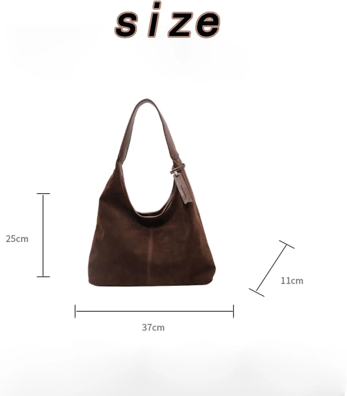 Leather Hobo Bags for Women - Suede Tote & Hobo Handbags (Reddish Brown)