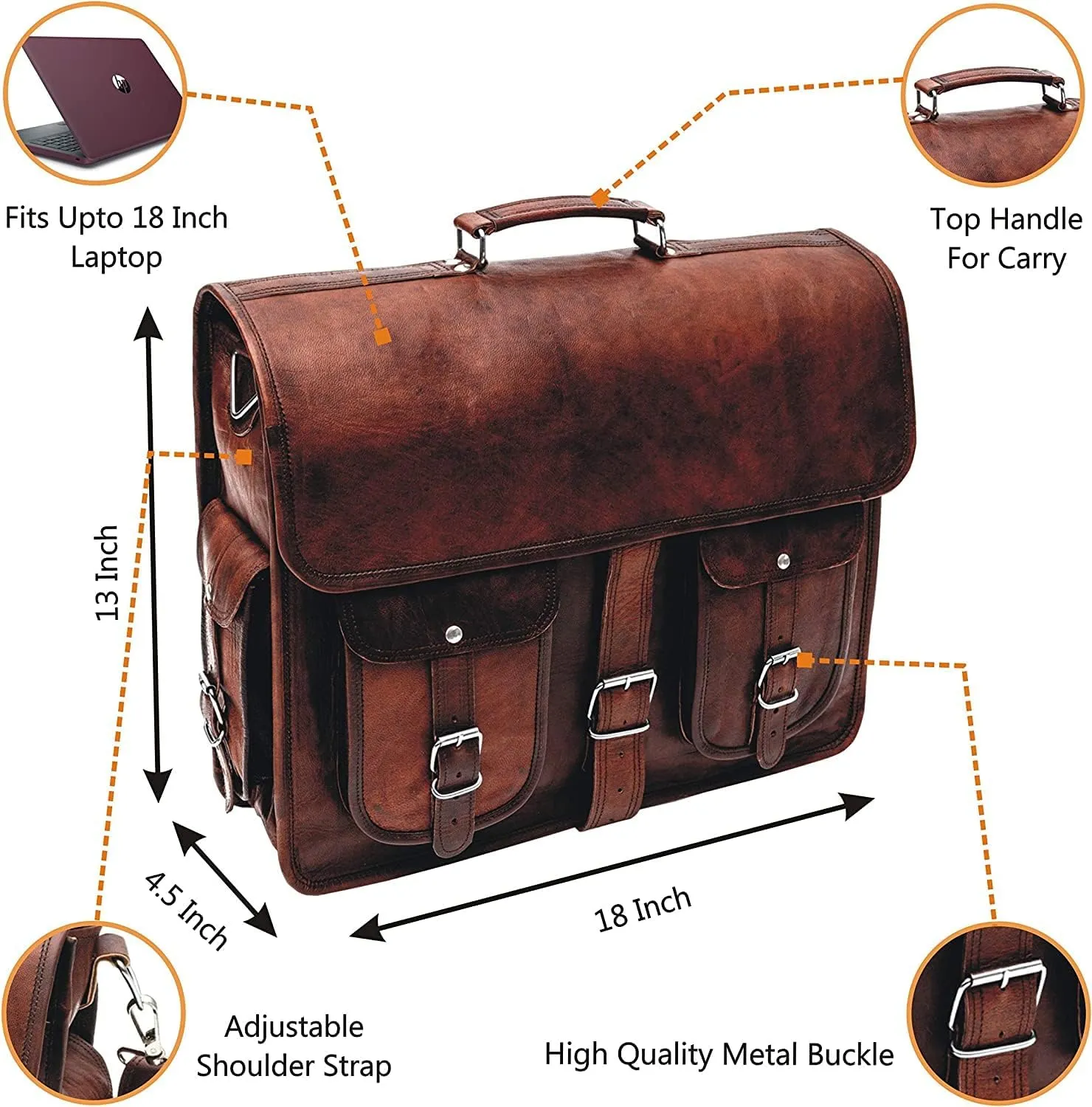 Leather Messenger Bag Brown Briefcase Leather Cross body Shoulder Large Laptop bag