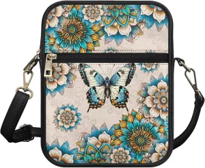 Leather Messenger Bags Crossbody Phone Wallet Purse Bag with Front Zipper Pocket and Card Slots