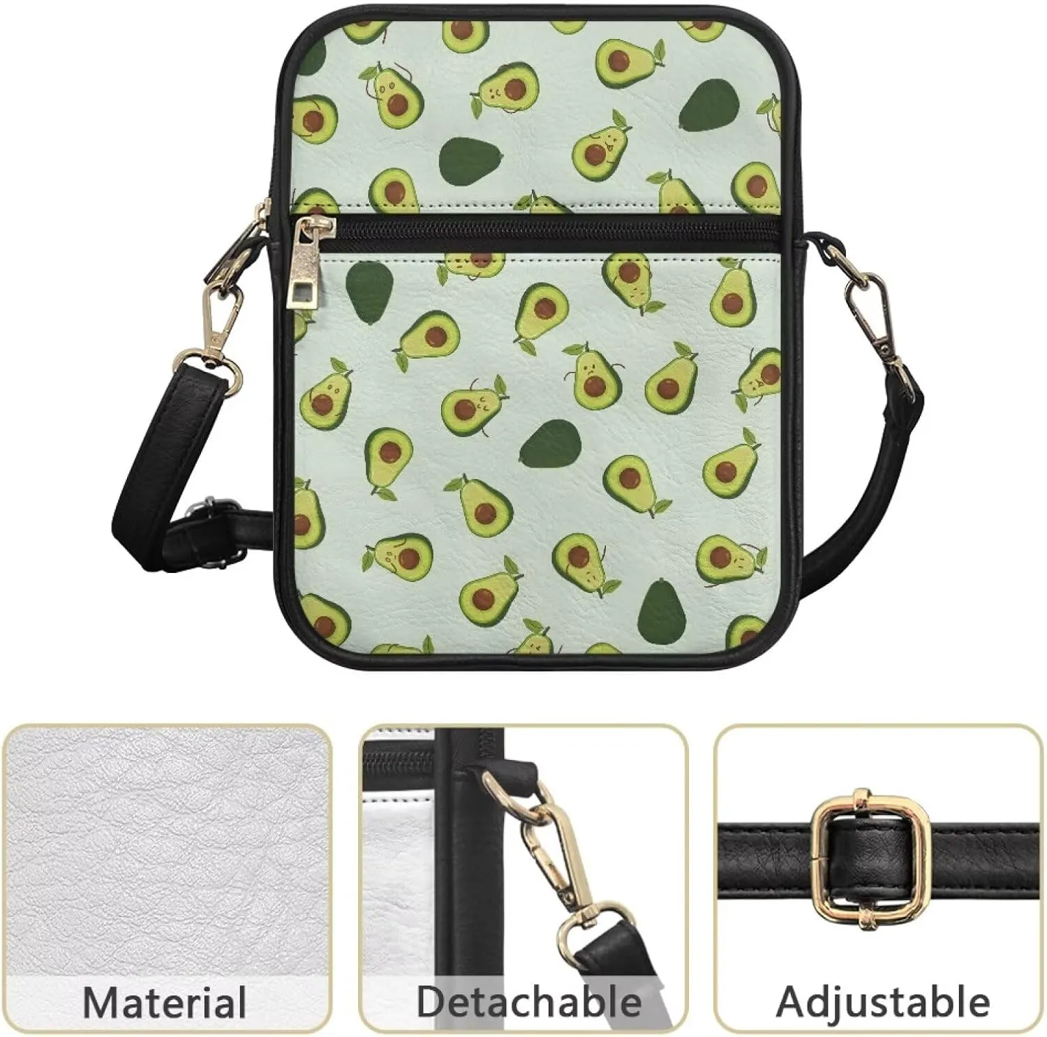 Leather Messenger Bags Crossbody Phone Wallet Purse Bag with Front Zipper Pocket and Card Slots