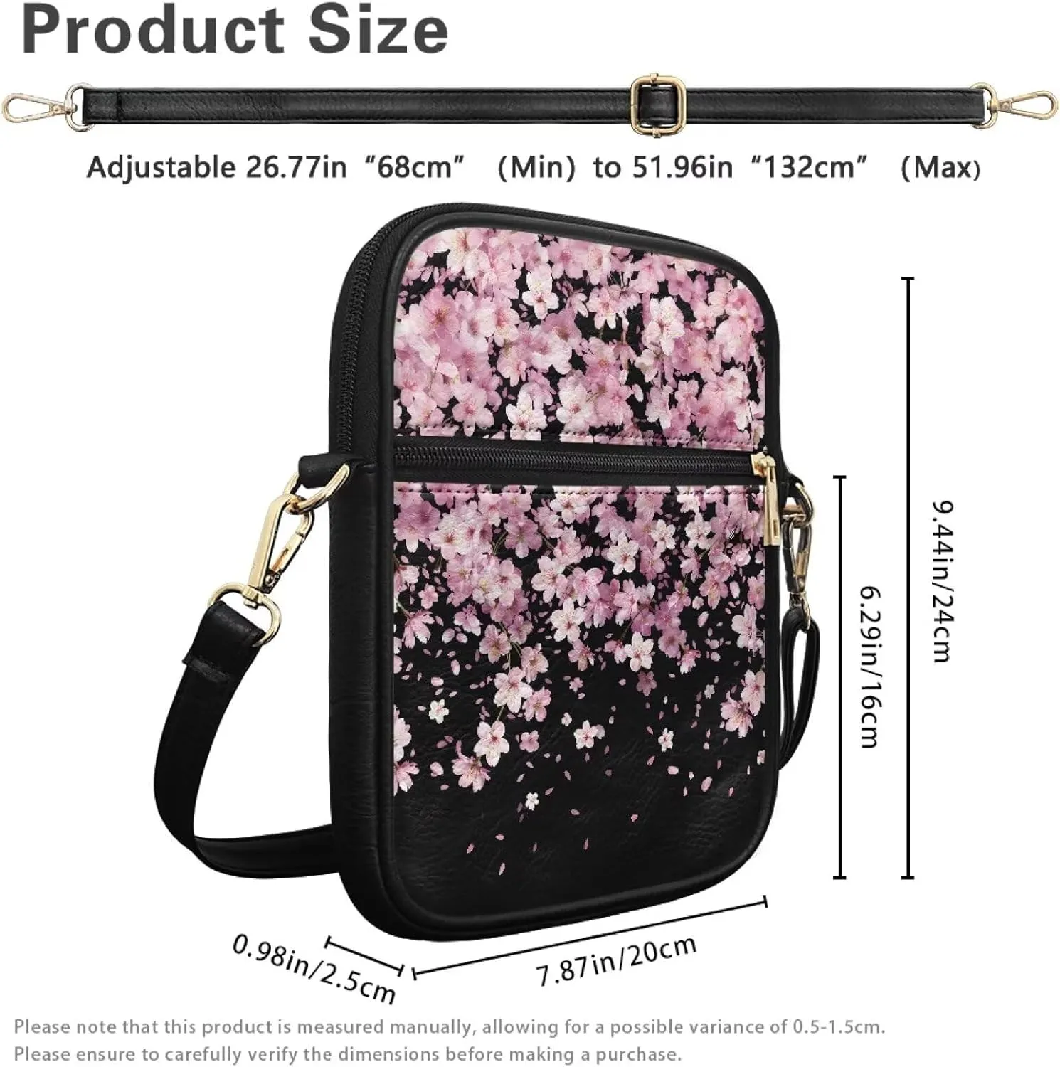 Leather Messenger Bags Crossbody Phone Wallet Purse Bag with Front Zipper Pocket and Card Slots