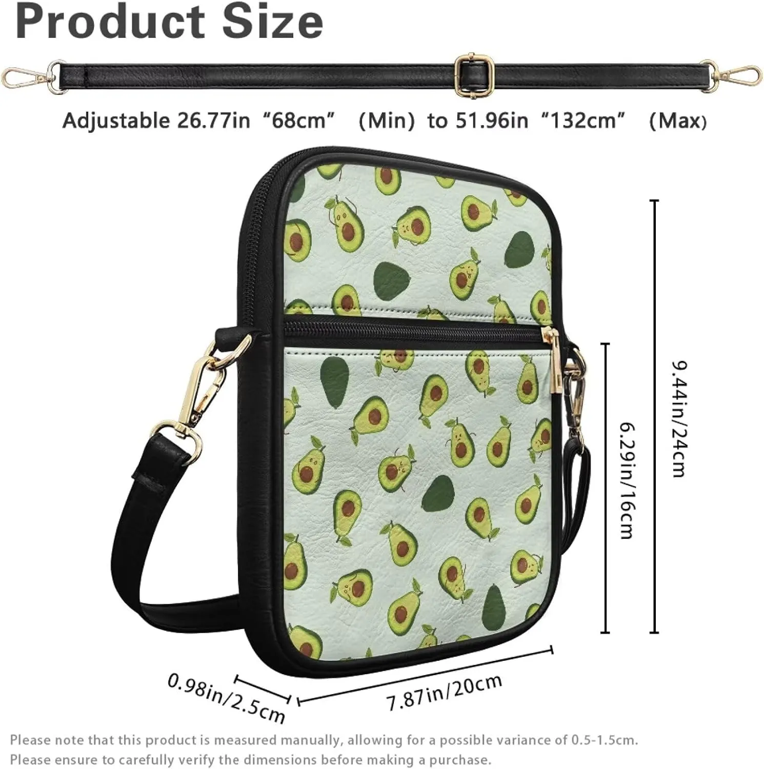 Leather Messenger Bags Crossbody Phone Wallet Purse Bag with Front Zipper Pocket and Card Slots