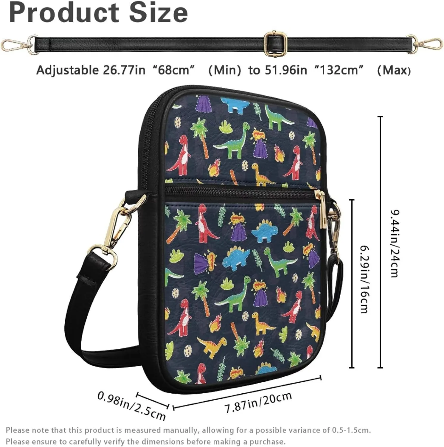Leather Messenger Bags Crossbody Phone Wallet Purse Bag with Front Zipper Pocket and Card Slots