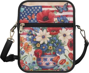 Leather Messenger Bags Crossbody Phone Wallet Purse Bag with Front Zipper Pocket and Card Slots