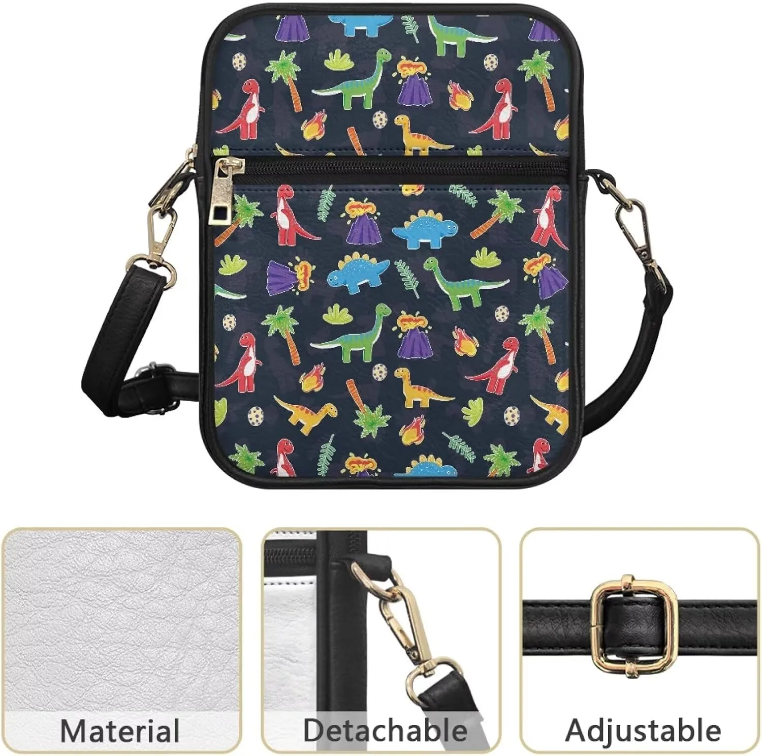 Leather Messenger Bags Crossbody Phone Wallet Purse Bag with Front Zipper Pocket and Card Slots