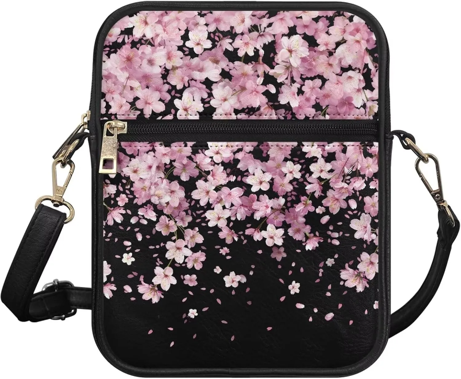 Leather Messenger Bags Crossbody Phone Wallet Purse Bag with Front Zipper Pocket and Card Slots