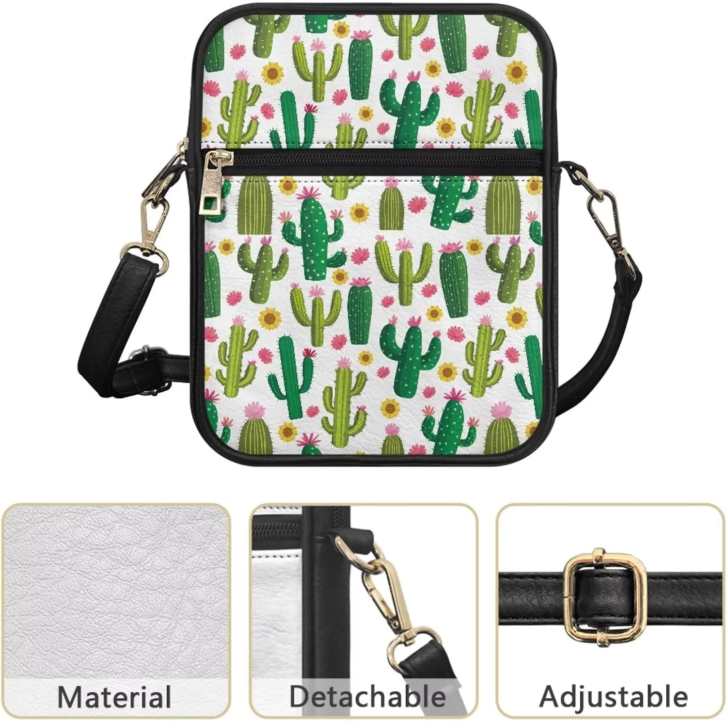Leather Messenger Bags with Front Pocket and Card Slots Crossbody Phone Wallet Purse Shoulder Bag