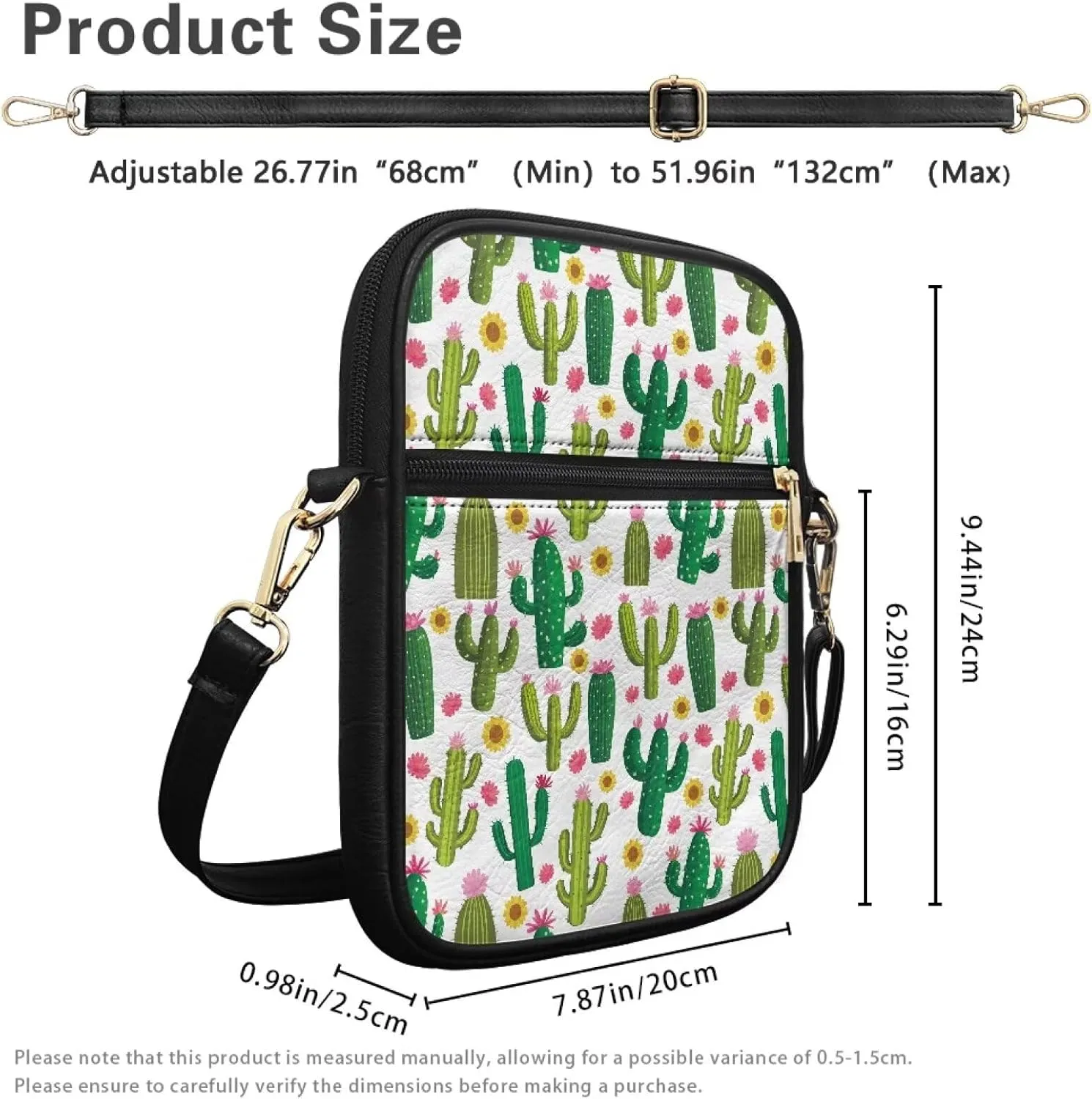 Leather Messenger Bags with Front Pocket and Card Slots Crossbody Phone Wallet Purse Shoulder Bag