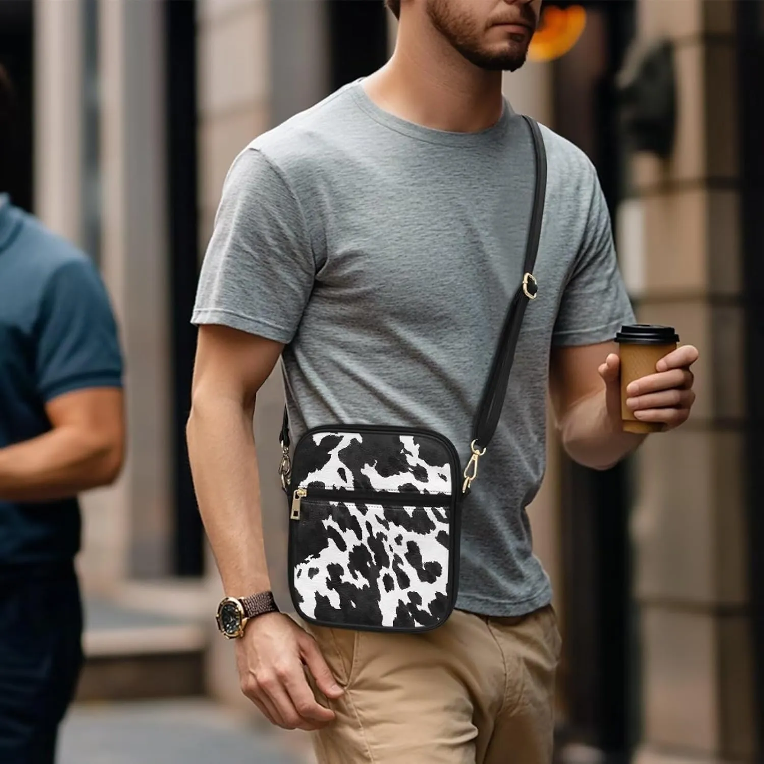 Leather Messenger Bags with Front Pocket and Card Slots Crossbody Phone Wallet Purse Shoulder Bag