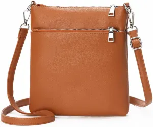 Leather Small Crossbody Bags for Women Travel Phone Cross Body Wallet Purses Lightweight with Adjustable Shoulder Strap,Brown