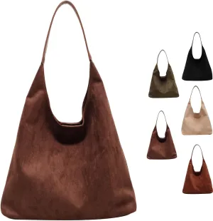 Leather Tote Bag,Versatile Office & Travel Handbag,Tiaastaps Brown Tote Bag,Suede Bohemian Bags,Office Suede Shoulder Bag