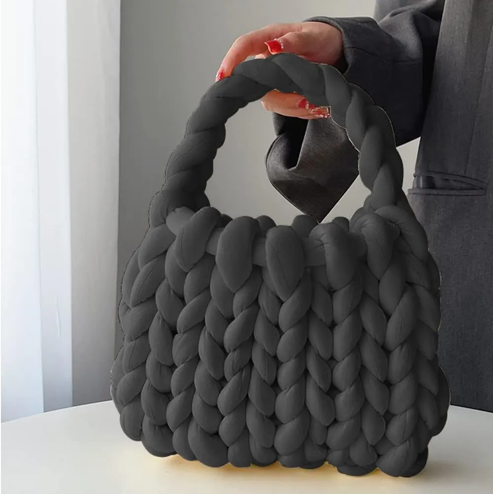 Leisure Bag Hand-woven Female Casual Tote Icelandic Wool Soft Breathable Holiday Gifts for Travel Party