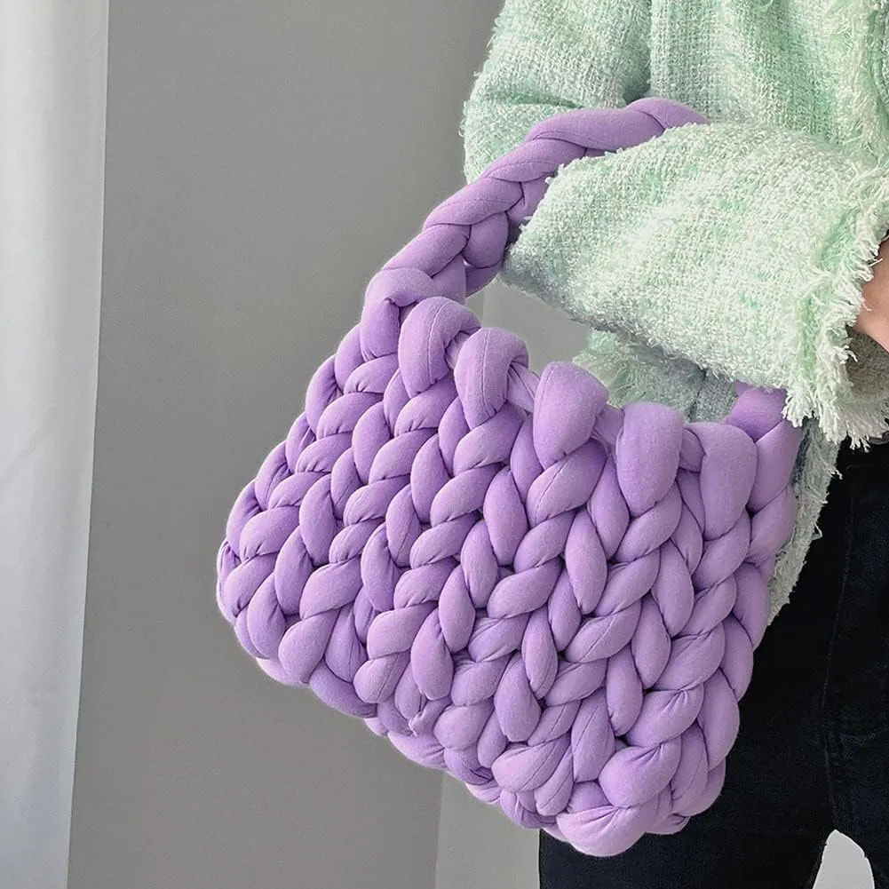 Leisure Bag Hand-woven Female Casual Tote Icelandic Wool Soft Breathable Holiday Gifts for Travel Party