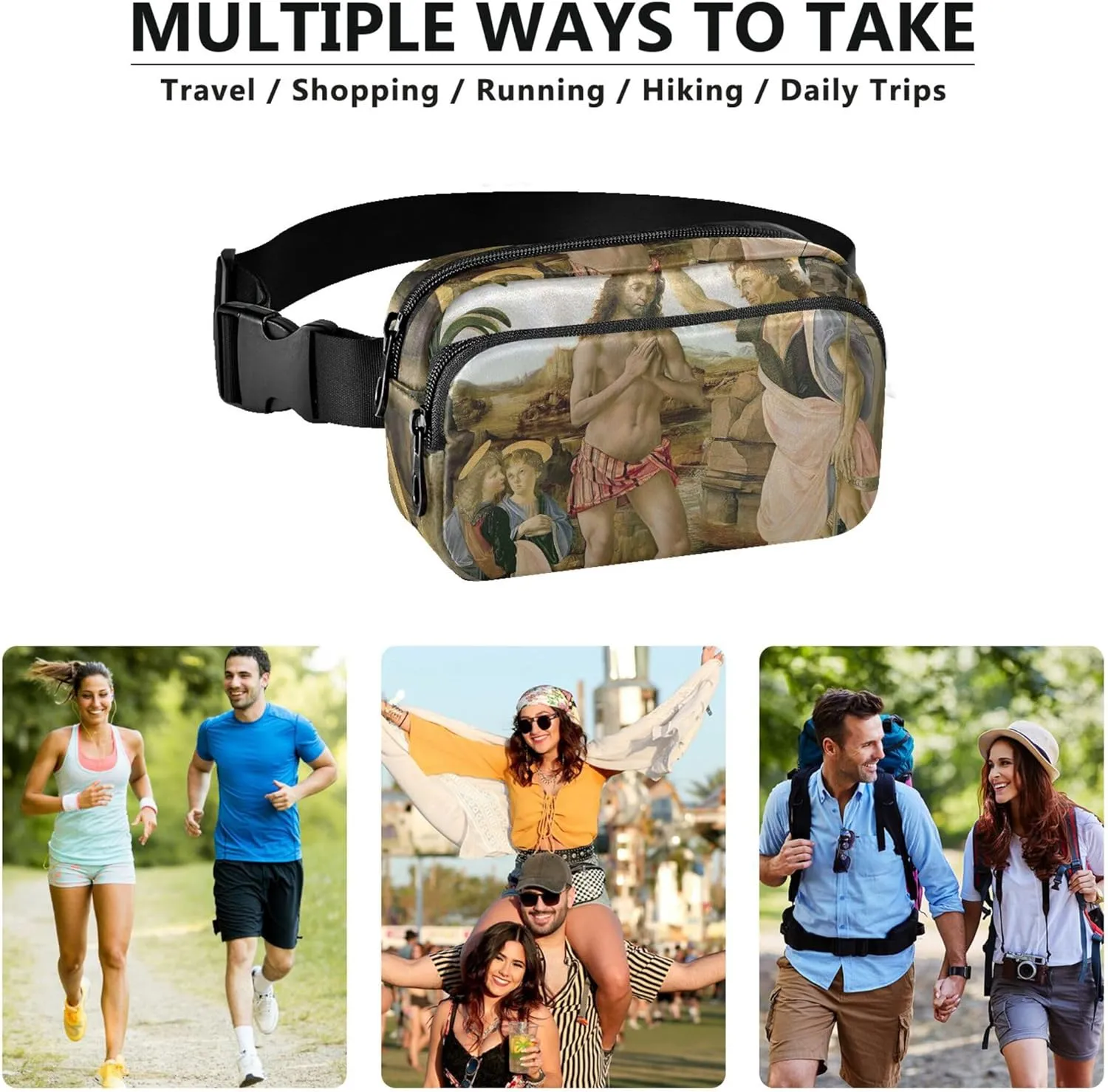 Leonardo da Vinci Baptism Christ Women Fanny Pack Waterproof Belt Bag Hip Pouch Cute Crossbody Waist Pack