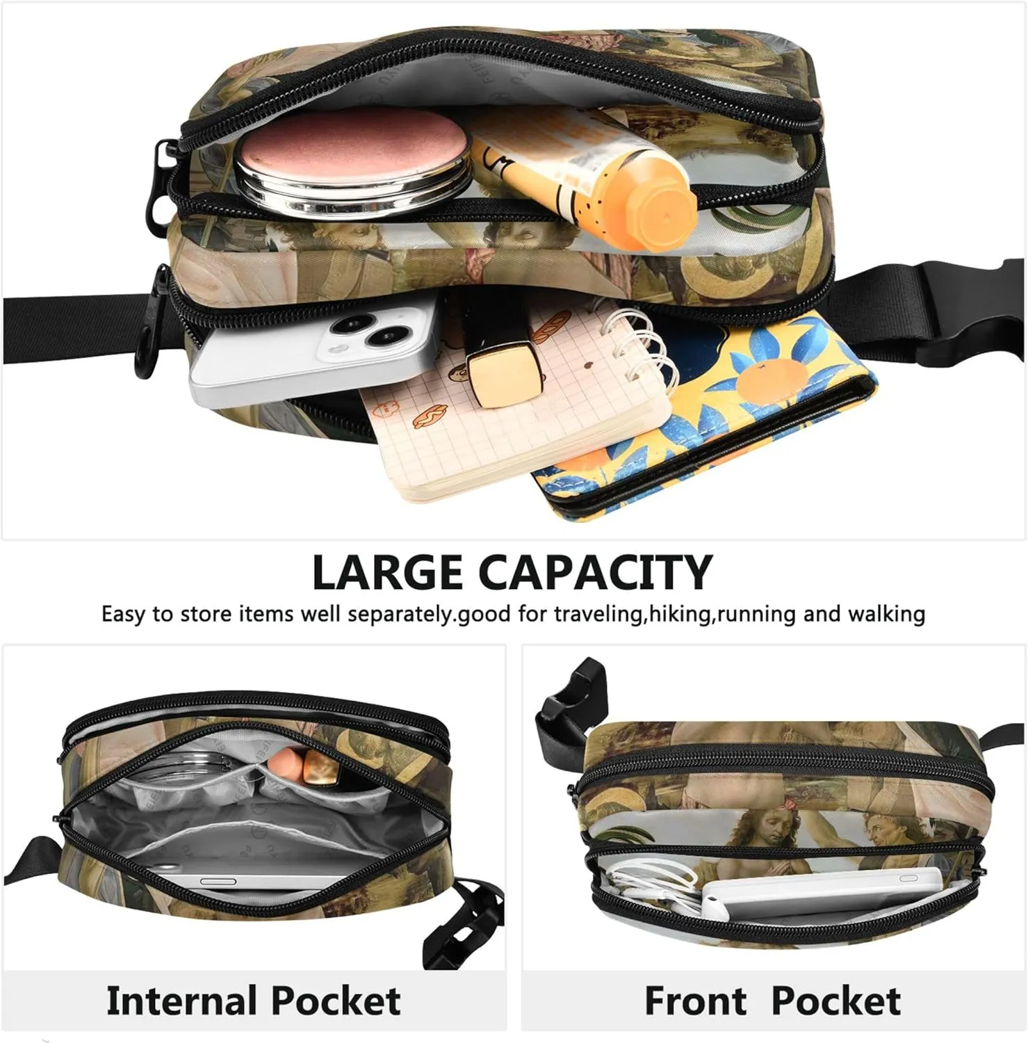 Leonardo da Vinci Baptism Christ Women Fanny Pack Waterproof Belt Bag Hip Pouch Cute Crossbody Waist Pack