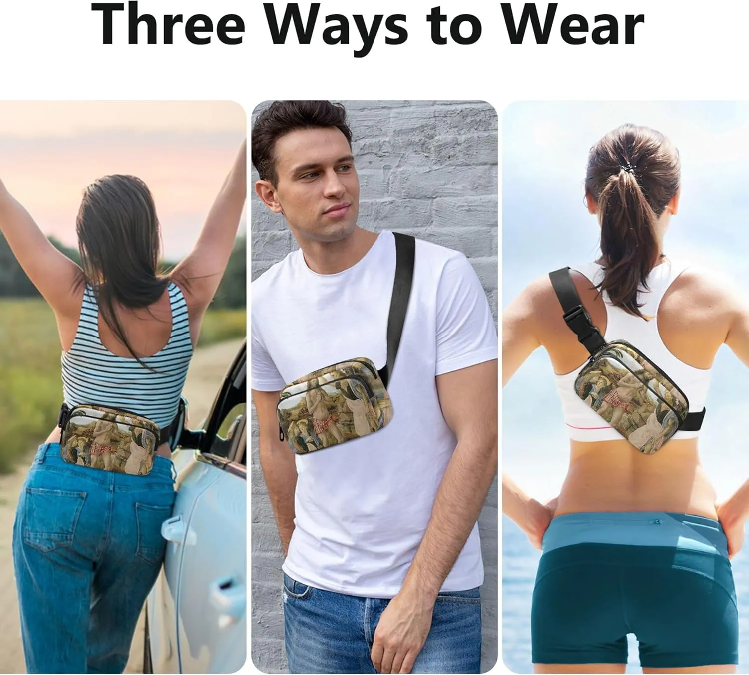 Leonardo da Vinci Baptism Christ Women Fanny Pack Waterproof Belt Bag Hip Pouch Cute Crossbody Waist Pack