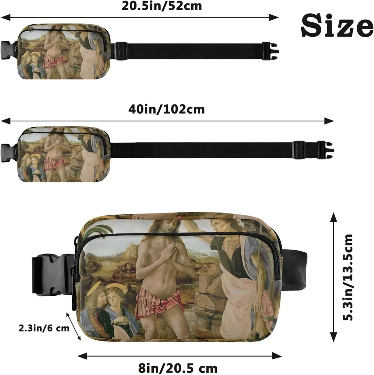 Leonardo da Vinci Baptism Christ Women Fanny Pack Waterproof Belt Bag Hip Pouch Cute Crossbody Waist Pack