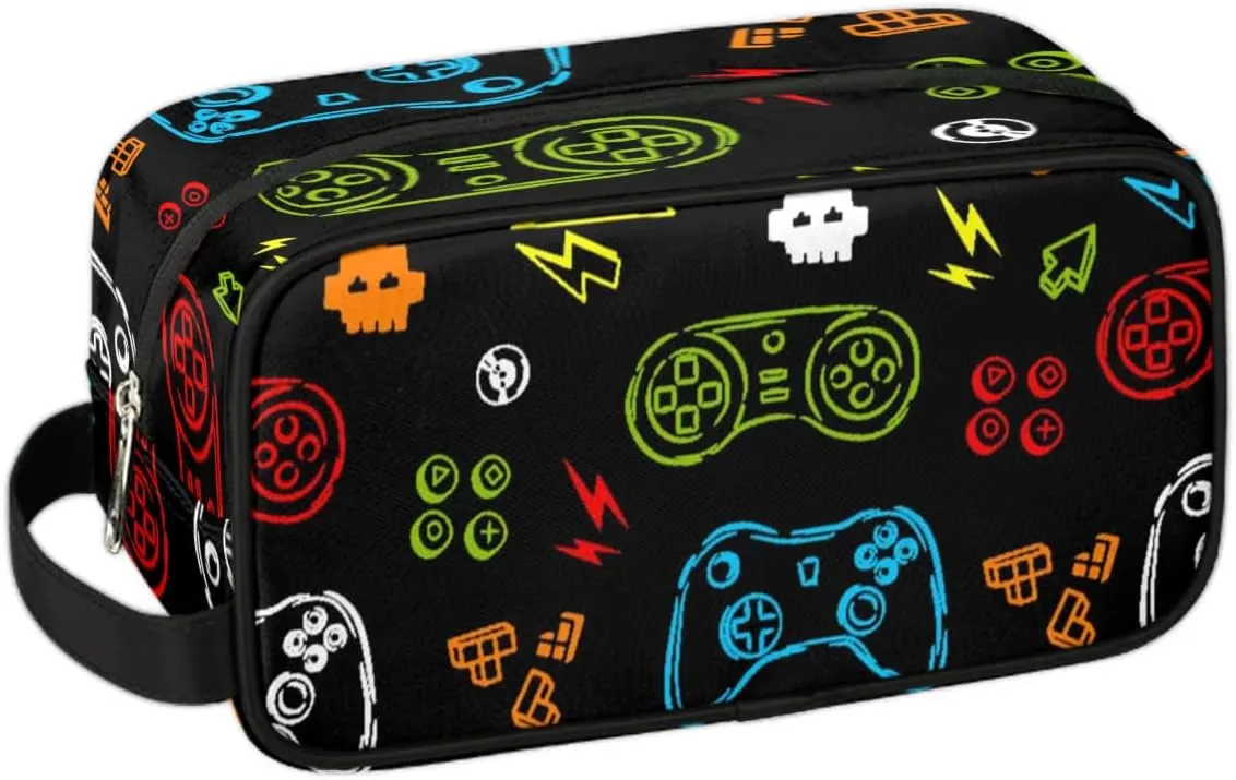 Lightnings Toiletry Bag for Boys Men, Travel Toiletry Bag for Woman Cosmetic Makeup Bag, Game Controller Waterproof Shaving Bag for Toiletries Accessories Travel Essentials