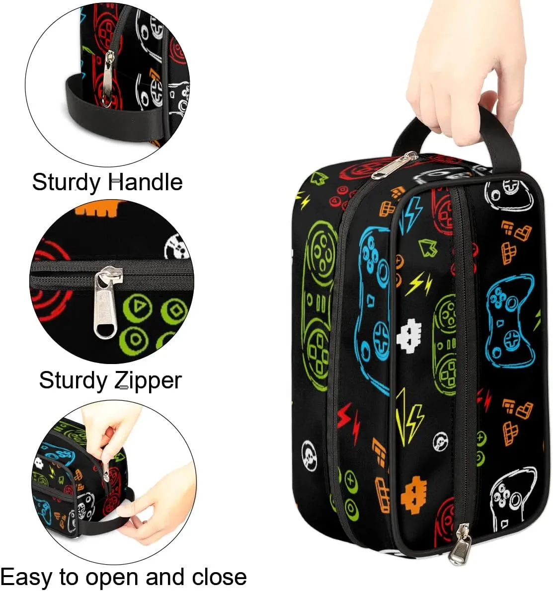 Lightnings Toiletry Bag for Boys Men, Travel Toiletry Bag for Woman Cosmetic Makeup Bag, Game Controller Waterproof Shaving Bag for Toiletries Accessories Travel Essentials