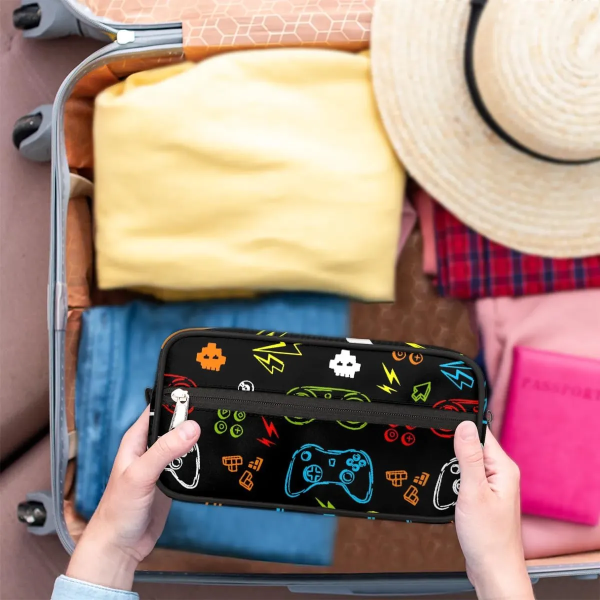 Lightnings Toiletry Bag for Boys Men, Travel Toiletry Bag for Woman Cosmetic Makeup Bag, Game Controller Waterproof Shaving Bag for Toiletries Accessories Travel Essentials