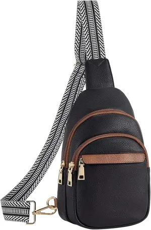 Lightweight Sling Bag for Men Chest Bags Daypack Crossbody for Travel Sport Running Hiking Summer Straw Purse(Black)