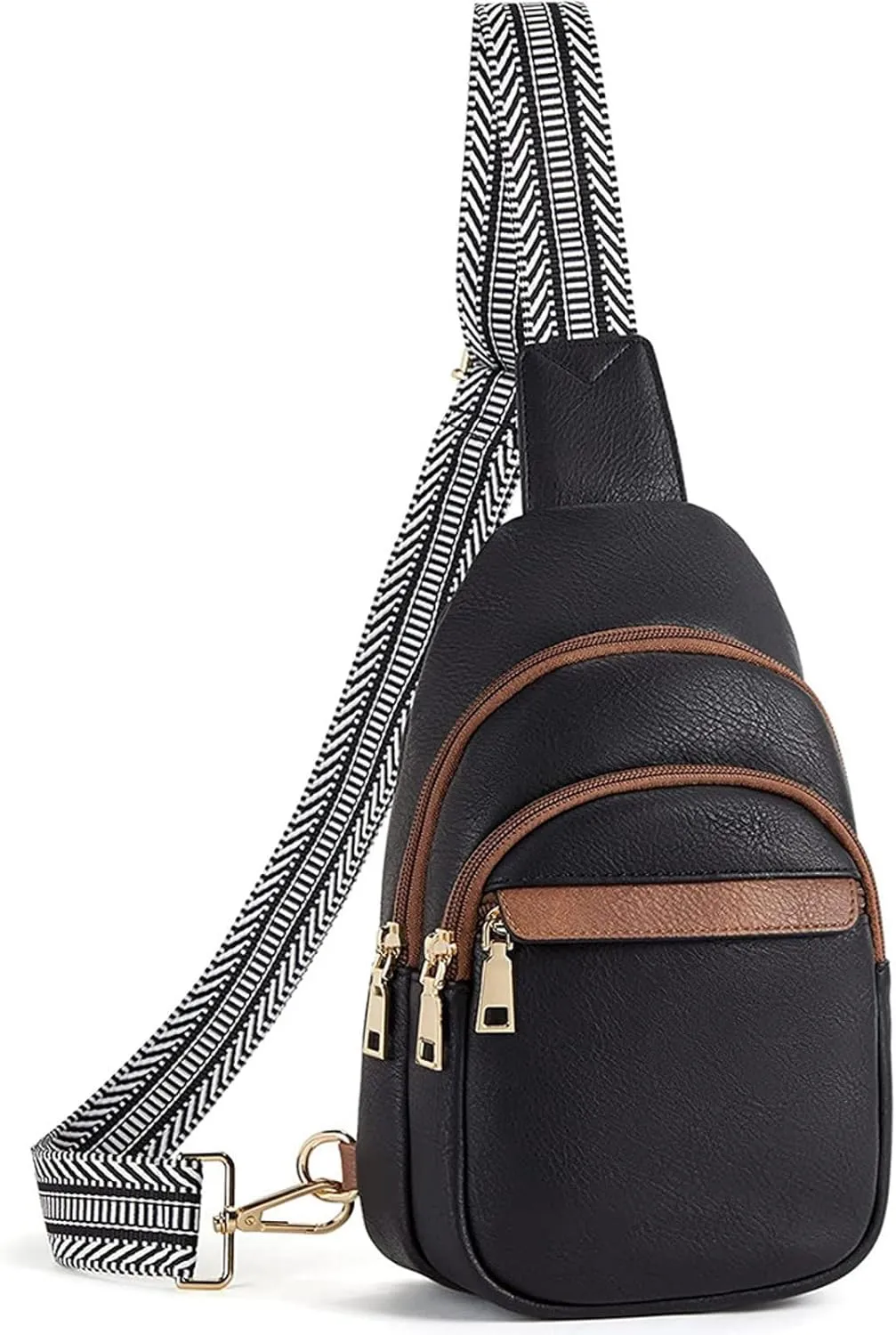 Lightweight Sling Bag for Men Chest Bags Daypack Crossbody for Travel Sport Running Hiking Summer Straw Purse(Black)