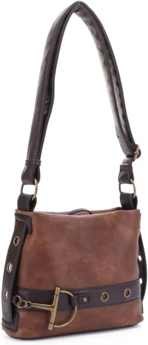 Liz Soto Anna Womens Crossbody Purse - Vegan Leather Over the Shoulder Bags for Women with Horsebit Brass Details