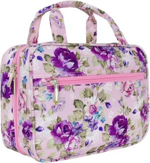 LKOP Travel Cosmetic Makeup Bag Toiletry Hanging Organizer Storage Case Pouch Women Floral Purple Cosmetic-display-cases Makeup organizer Bathroom organizer Makeup bag Storage cabinet Bathroom s