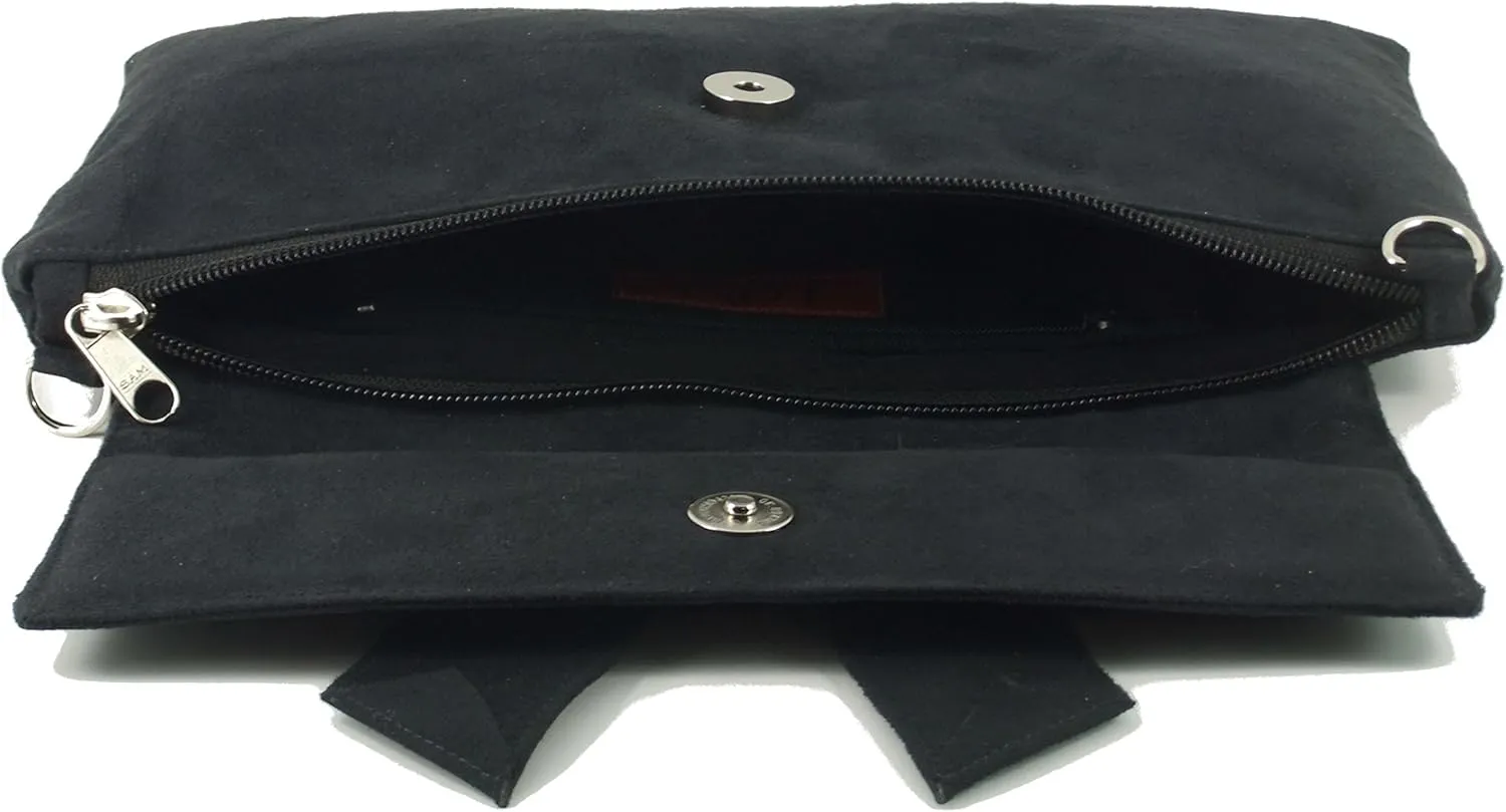 LONI Womens Clutch Bag Shoulder Bag Wristlet in Suede Faux Leather