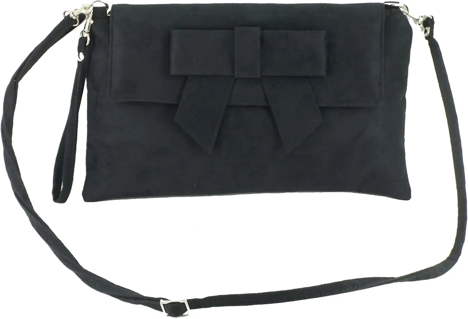 LONI Womens Clutch Bag Shoulder Bag Wristlet in Suede Faux Leather