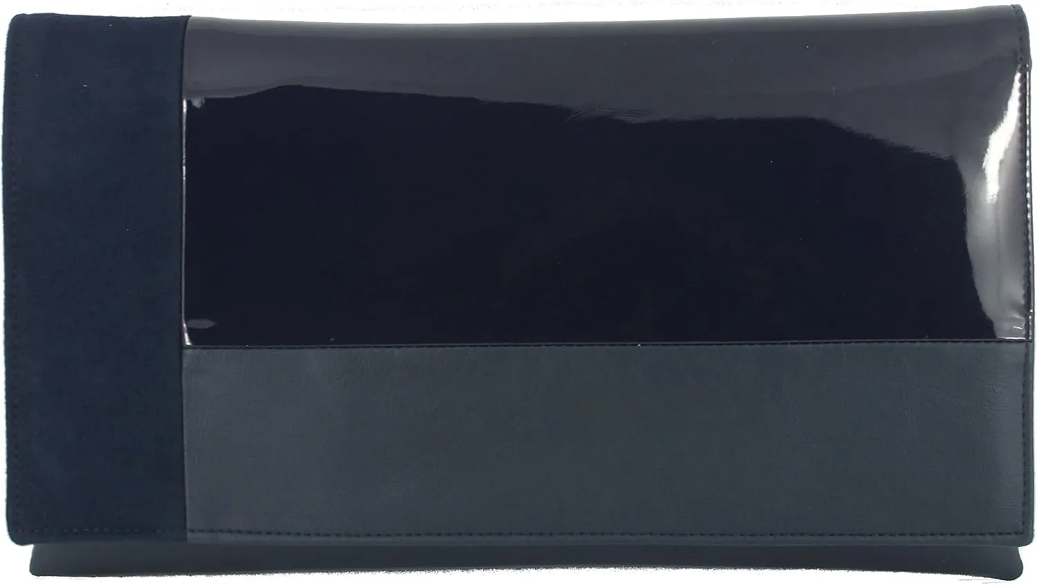 LONI Womens Contrast Clutch/Shoulder Bag in Faux Patent/Suede/Leather Wedding Party Prom Bag