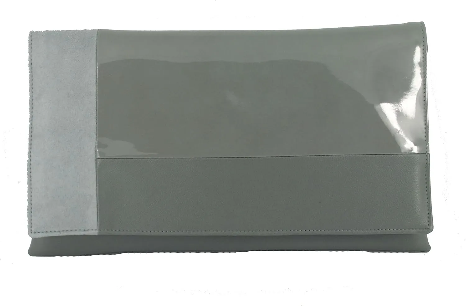 LONI Womens Contrast Clutch/Shoulder Bag in Faux Patent/Suede/Leather Wedding Party Prom Bag