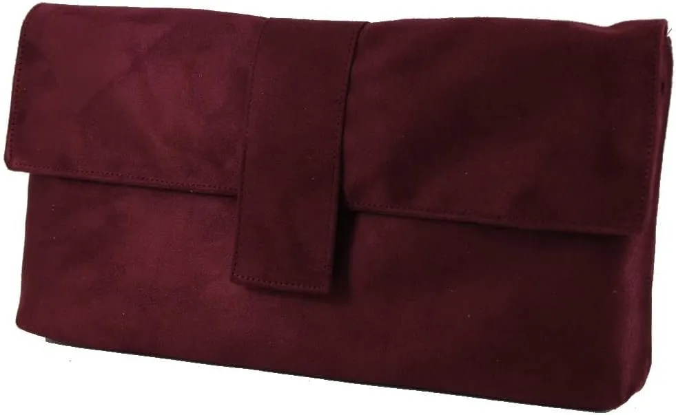 LONI Womens Fab Large Faux Suede Clutch Bag/Shoulder Bag