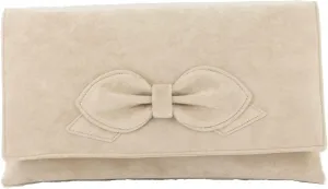 LONI Womens Gorgeous Faux Suede Bow Clutch/Shoulder Bag Wedding Prom Bag Medium Size