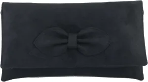 LONI Womens Gorgeous Faux Suede Bow Clutch/Shoulder Bag Wedding Prom Bag Medium Size