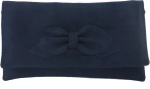 LONI Womens Gorgeous Faux Suede Bow Clutch/Shoulder Bag Wedding Prom Bag Medium Size