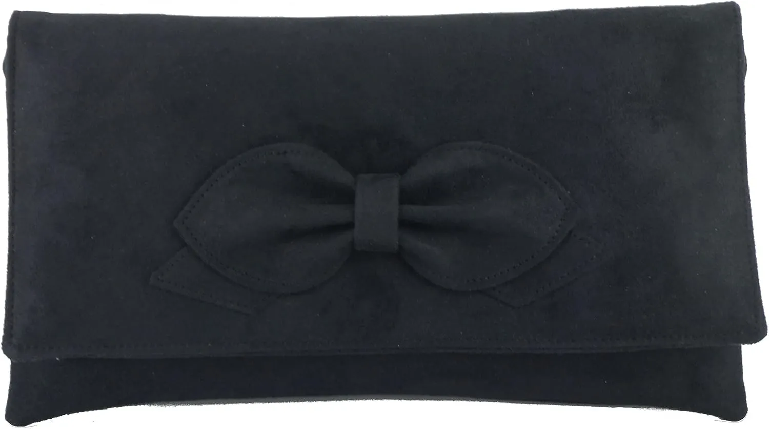 LONI Womens Gorgeous Faux Suede Bow Clutch/Shoulder Bag Wedding Prom Bag Medium Size