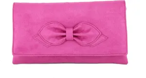 LONI Womens Gorgeous Faux Suede Bow Clutch/Shoulder Bag Wedding Prom Bag Medium Size