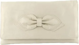LONI Womens Gorgeous Faux Suede Bow Clutch/Shoulder Bag Wedding Prom Bag Medium Size