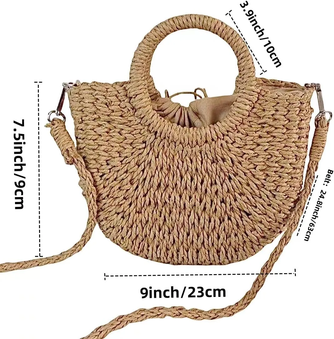 L'ouve Straw Beach Bag Women's Shoulder Handbags Straw Beach Sea Tote Bags for Summer Clutch Handbags Summer Purses 2024