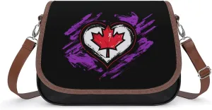 Love Canada Canadians Heart Women's Crossbody Bag Leather Medium Shoulder Handbag Fashion Tote Purse with Adjustable Strap