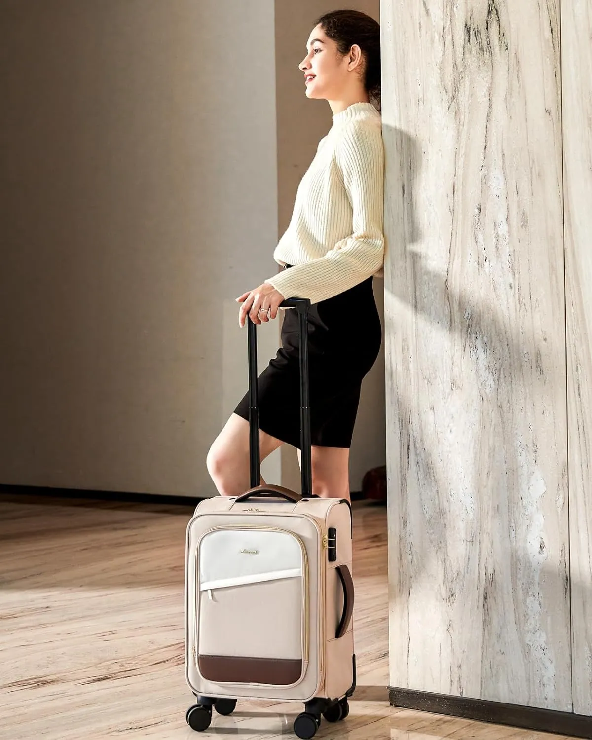 LOVEVOOK 4 Pcs Carry On Luggage 22x14x9 Airline Approved, 20 Inch Carry On Suitcases with Wheels, Softside Rolling Suitcase for Women Men, with TSA Lock Weekender Travel Luggage