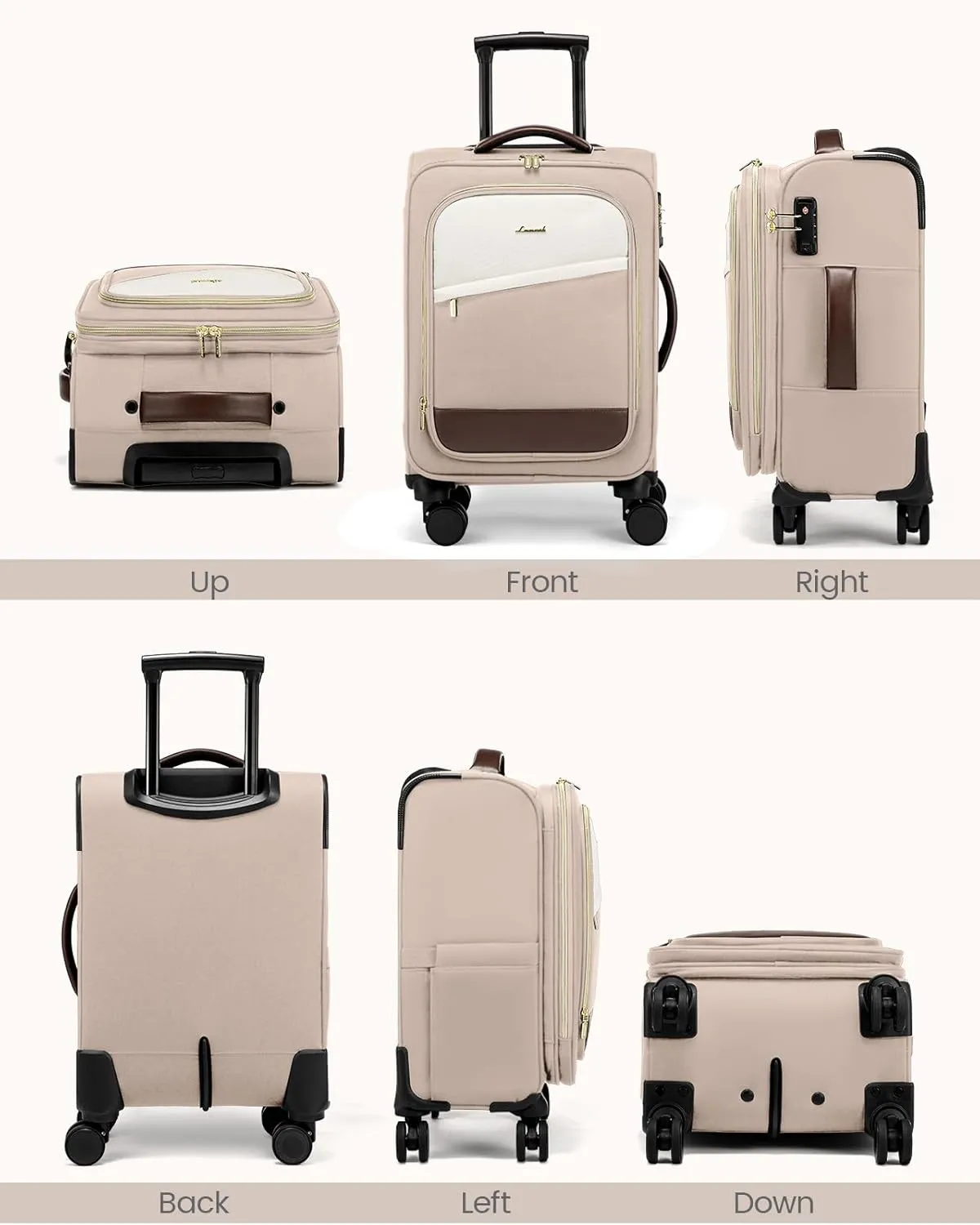 LOVEVOOK 4 Pcs Carry On Luggage 22x14x9 Airline Approved, 20 Inch Carry On Suitcases with Wheels, Softside Rolling Suitcase for Women Men, with TSA Lock Weekender Travel Luggage